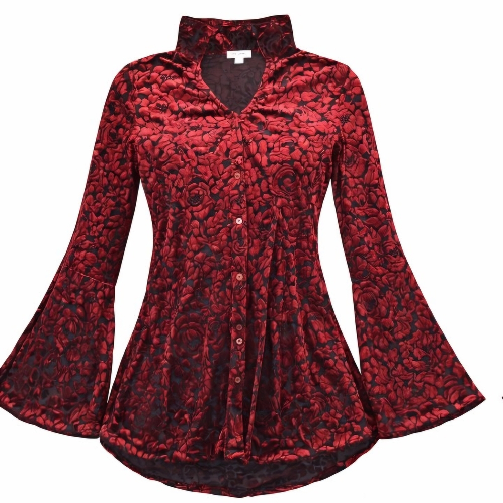 Ultra Pink Scarlet Floral Button-Up Blouse